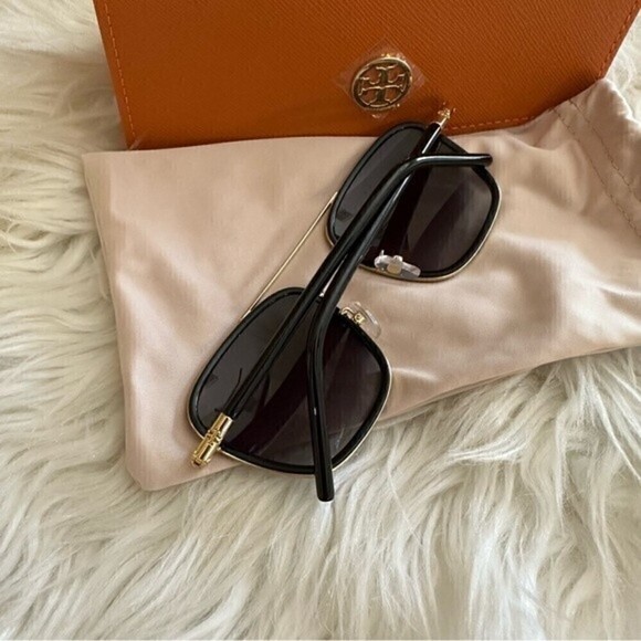 Tory Burch Women\'s Fashion 53mm Shiny Gold Black Sunglasses main image 8
